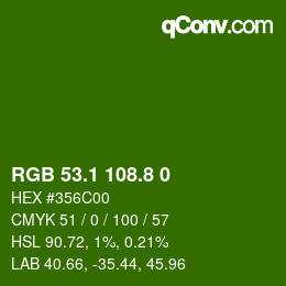 カラーコード: RGB 53.1 108.8 0 | qconv.com