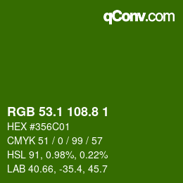カラーコード: RGB 53.1 108.8 1 | qconv.com