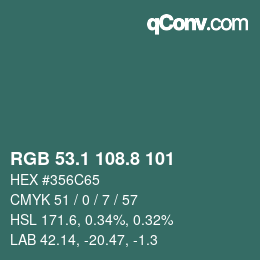 Farbcode: RGB 53.1 108.8 101 | qconv.com