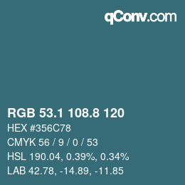 Farbcode: RGB 53.1 108.8 120 | qconv.com