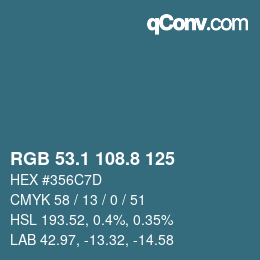 Color code: RGB 53.1 108.8 125 | qconv.com