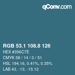 Color code: RGB 53.1 108.8 126 | qconv.com