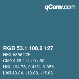 Color code: RGB 53.1 108.8 127 | qconv.com