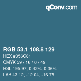 Color code: RGB 53.1 108.8 129 | qconv.com
