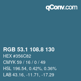 Color code: RGB 53.1 108.8 130 | qconv.com