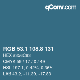 Color code: RGB 53.1 108.8 131 | qconv.com
