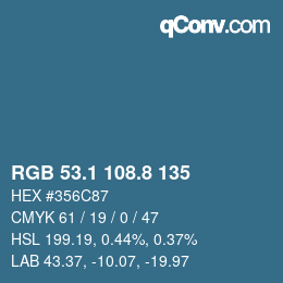 カラーコード: RGB 53.1 108.8 135 | qconv.com