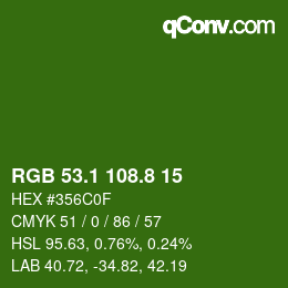 カラーコード: RGB 53.1 108.8 15 | qconv.com