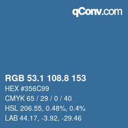 Code couleur: RGB 53.1 108.8 153 | qconv.com
