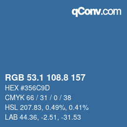 カラーコード: RGB 53.1 108.8 157 | qconv.com