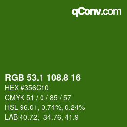 カラーコード: RGB 53.1 108.8 16 | qconv.com