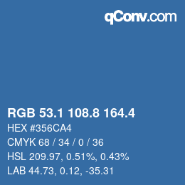 カラーコード: RGB 53.1 108.8 164.4 | qconv.com