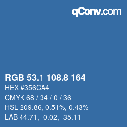 カラーコード: RGB 53.1 108.8 164 | qconv.com