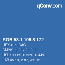 Farbcode: RGB 53.1 108.8 172 | qconv.com