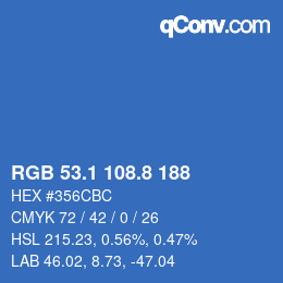 カラーコード: RGB 53.1 108.8 188 | qconv.com