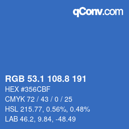 カラーコード: RGB 53.1 108.8 191 | qconv.com