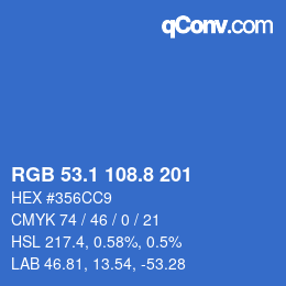 カラーコード: RGB 53.1 108.8 201 | qconv.com
