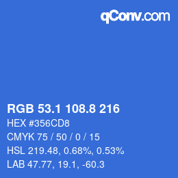 カラーコード: RGB 53.1 108.8 216 | qconv.com