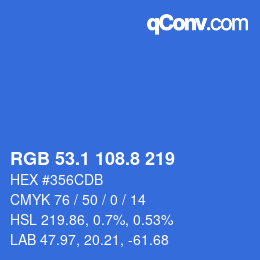 カラーコード: RGB 53.1 108.8 219 | qconv.com