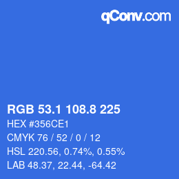 カラーコード: RGB 53.1 108.8 225 | qconv.com