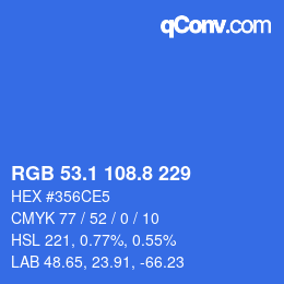 Color code: RGB 53.1 108.8 229 | qconv.com