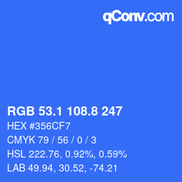 カラーコード: RGB 53.1 108.8 247 | qconv.com