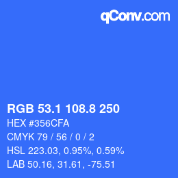 カラーコード: RGB 53.1 108.8 250 | qconv.com