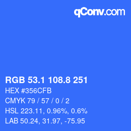 カラーコード: RGB 53.1 108.8 251 | qconv.com