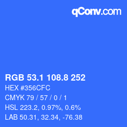 カラーコード: RGB 53.1 108.8 252 | qconv.com