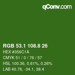 カラーコード: RGB 53.1 108.8 26 | qconv.com
