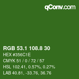 カラーコード: RGB 53.1 108.8 30 | qconv.com