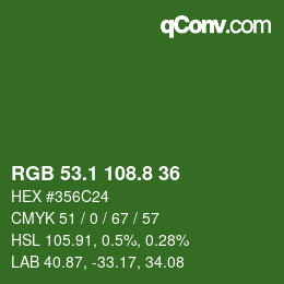 カラーコード: RGB 53.1 108.8 36 | qconv.com