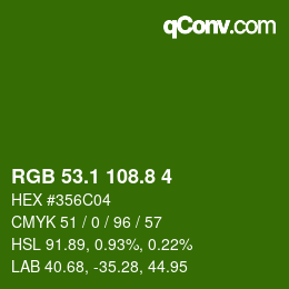 カラーコード: RGB 53.1 108.8 4 | qconv.com