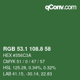 Color code: RGB 53.1 108.8 58 | qconv.com