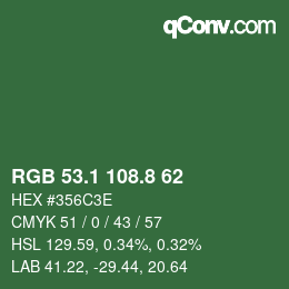 Color code: RGB 53.1 108.8 62 | qconv.com