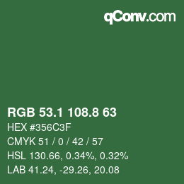 Color code: RGB 53.1 108.8 63 | qconv.com