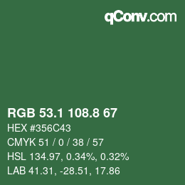 Color code: RGB 53.1 108.8 67 | qconv.com