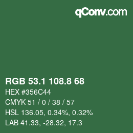 Color code: RGB 53.1 108.8 68 | qconv.com