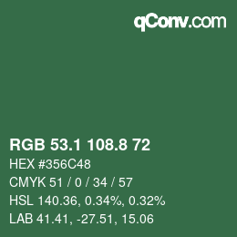 Color code: RGB 53.1 108.8 72 | qconv.com