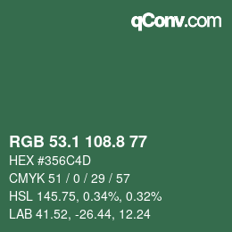 Color code: RGB 53.1 108.8 77 | qconv.com
