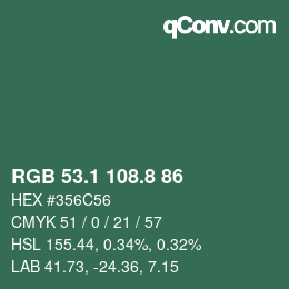 Color code: RGB 53.1 108.8 86 | qconv.com