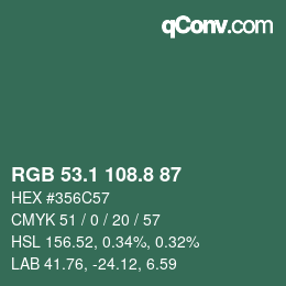 Color code: RGB 53.1 108.8 87 | qconv.com