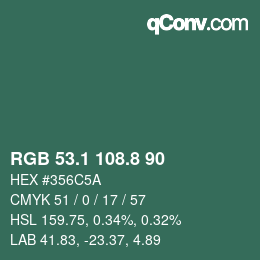 カラーコード: RGB 53.1 108.8 90 | qconv.com