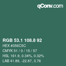 Color code: RGB 53.1 108.8 92 | qconv.com