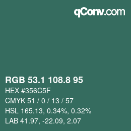 カラーコード: RGB 53.1 108.8 95 | qconv.com