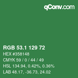 カラーコード: RGB 53.1 129 72 | qconv.com