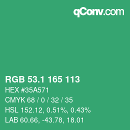 カラーコード: RGB 53.1 165 113 | qconv.com