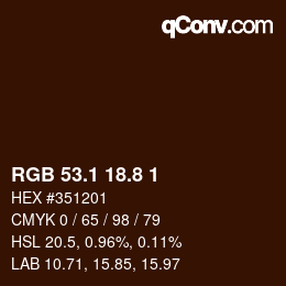 Color code: RGB 53.1 18.8 1 | qconv.com