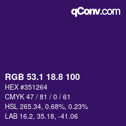 カラーコード: RGB 53.1 18.8 100 | qconv.com