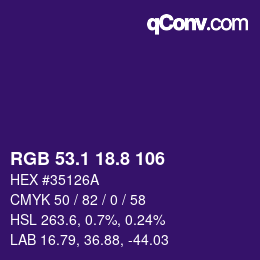 カラーコード: RGB 53.1 18.8 106 | qconv.com
